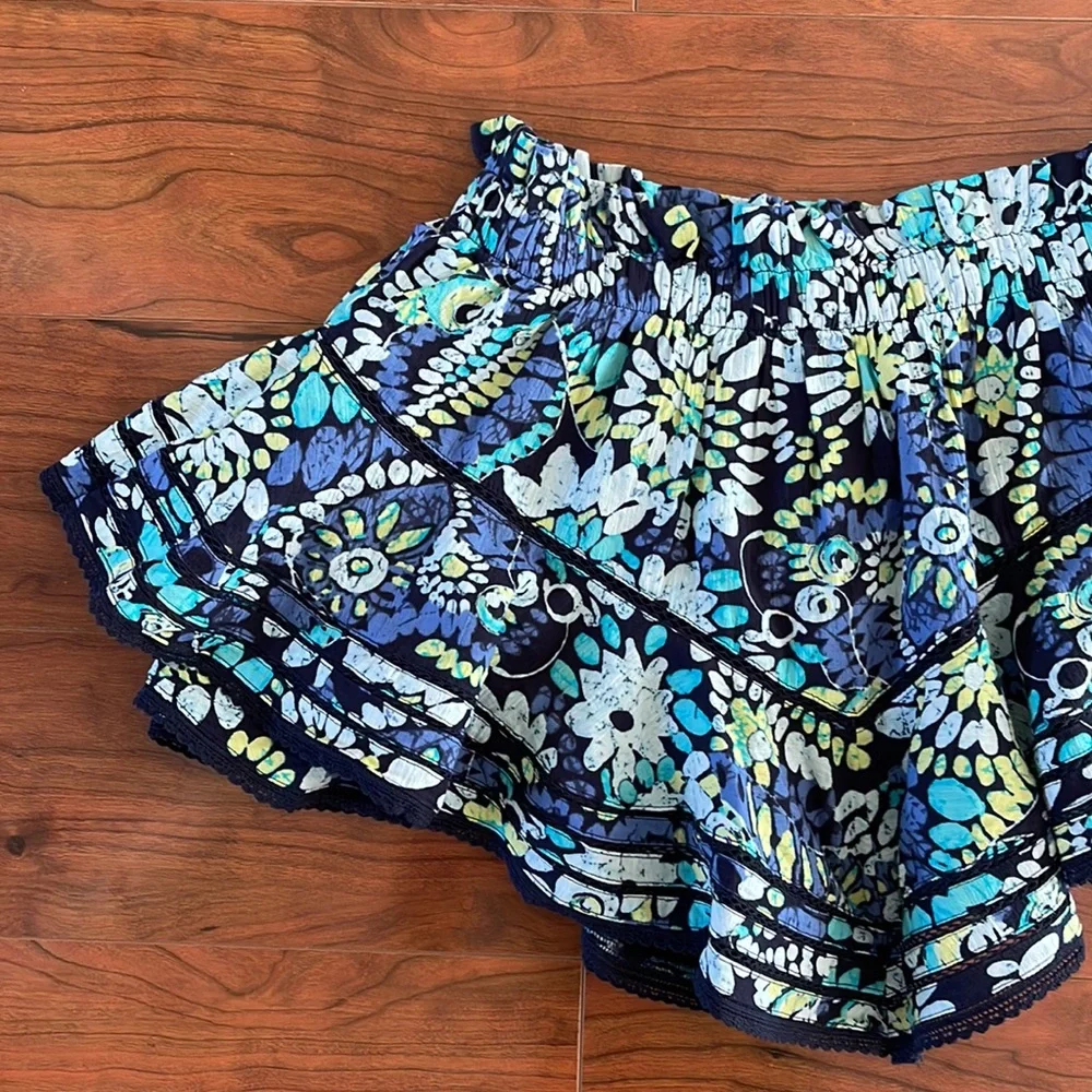 NWOT Aerie Blue and Green Floral Ruffled Skort